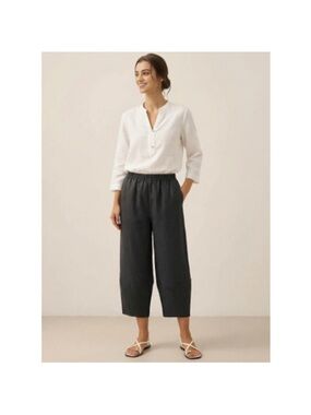 Lintico Rory Linen Cropped Lantern Pants Black size Large NWT NEW
